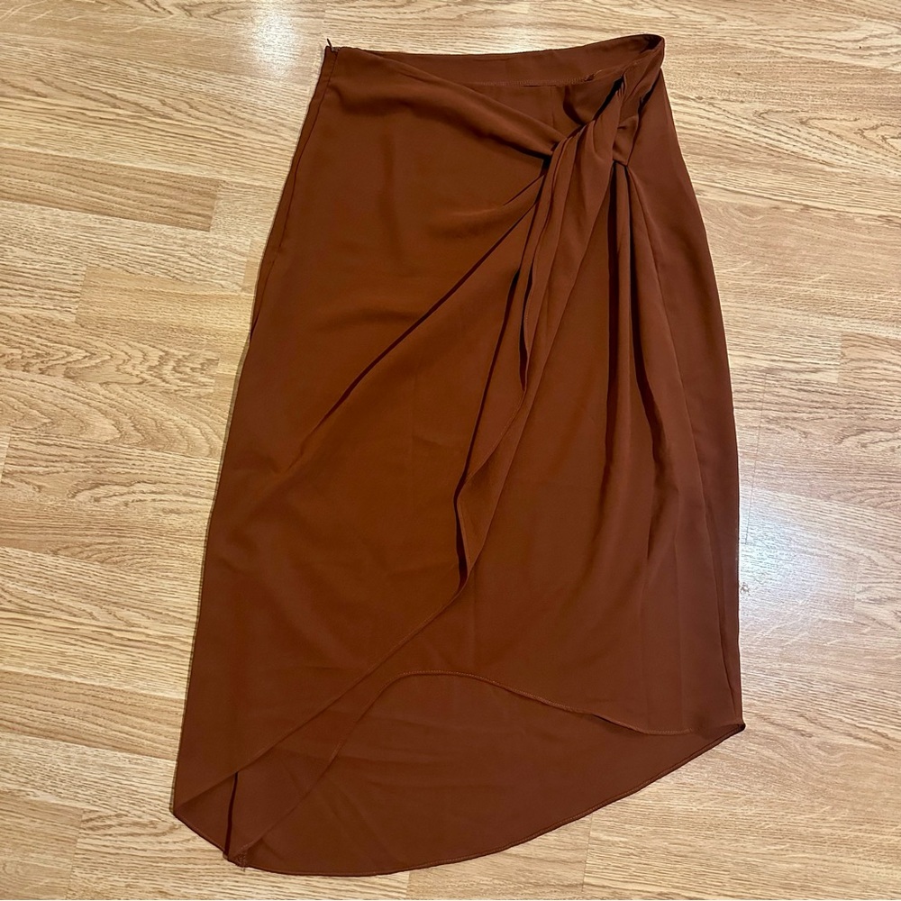 SHEIN Brown Midi Skirt Asymmetrical
